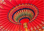 A traditional red Asian umbrella