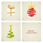 Simple vector christmas decoration made from white paper stripe - original new year card