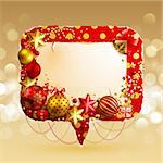Christmas vintage bubble with baubles and place for text. Vector illustration.