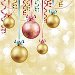 Christmas vintage background with baubles. Vector illustration.