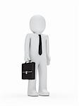 3d business man with tie and briefcase