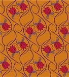 Seamless floral pattern. Red flowers on a orange background