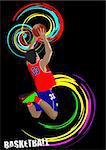 Plakat des Basketball-Spieler. Farbige Vektor-Illustration für Designer