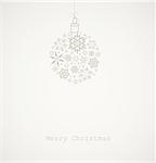 Christmas ball made from gray snowflakes on gray background - Christmas card