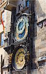The Prague Astronomical Clock or Prague Orloj (installed in 1410).  Stare Mesto (Old Town) view, Prague, Czech Republic