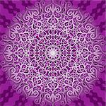 Round decorative gentle white and violet pattern (vector)