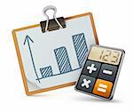 Vector illustration of business concept with calculator icon and finance graph