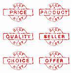 Set of six commercial grungy ink stamps