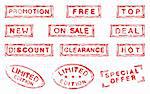Set of twelve commercial grungy ink stamps