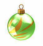 3d illustration of christmas ball,green color,with golden abstract ornament. isolated over white background