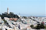 Coit Tower viewed from Lombard Street in San Francisco, California