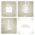 Simple vector grunge christmas decoration made from white paper stripe - original new year card
