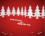 Simple vector christmas trees made from white paper  - original new year card