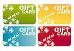 set of 4 colorful christmas gift cards