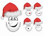 Vector of 5 fun Santa's faces