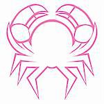 Zodiac sign cancer logo, icon sketch crayfish or crab isolated on white background.