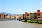 Embankment of The River Arno in The Italian City of Pisa