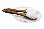 Steamed Rice on Plate with White Background