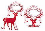 reindeer with blank christmas frame, vector background