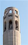 Closeup of the historical Coit Tower in San Francisco, California