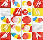 colorful disposable tableware collage