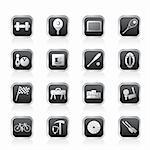 Simple Sports gear and tools icons - vector icon set