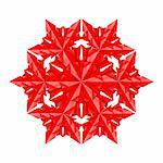 Red paper snowflake on a white background