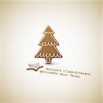 Vector Christmas card - ginger breads with white icing on light background and place for your text