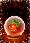 Vertical background with magic ball and christmas ornament