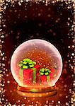 Vertical background with magic ball and gifts