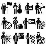 A set of scientist and explorer job and occupation in pictogram.