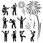 A set of people pictogram representing party, celebration, event, disco, and festival.
