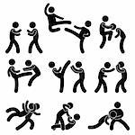 A set of pictogram about fighting and martial arts.