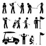 A set of pictogram about golf game.