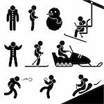 A set of pictogram about winter activity.