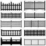 A set of fences and wall brick design.