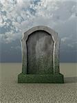 blank gravestone under cloudy sky  - 3d illustration