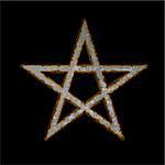 rusty pentacle on black background - 3d illustration