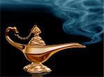 Illustration of the golden magic lamp from Aladdin
