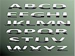 Vector chrome alphabet.Isolated abstract letters on color background.