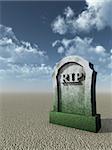gravestone with the letters rip - 3d illustration