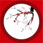 Oriental style painting, Plum blossom, Cherry blossom