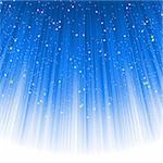 Snowflakes and stars descending on a path of blue light. EPS 8 vector file included