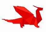 illustration of a red origami dragon figure, eps8 vector