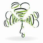 Abstract shamrock with ribbon, green creative clover. St Patrick's Day