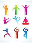 abnstract colorful yoga people icon vector illustration