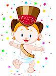 Cute baby New Year with top hat