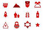 Russia and communism red retro icons. Vector