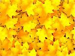 3D Illustration Background Group Autumn Orange Leaves.