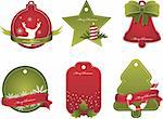 Set of vector christmas red and green tags